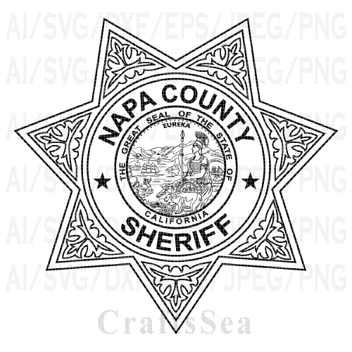 Napa County Sheriff Badge California SVG Vector File for CNC Laser Engraving, Cricut, Silhouette | Sheriff Badge DXF PNG AI EPS Digital Download